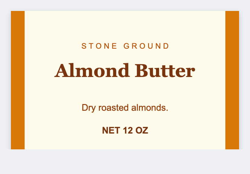 Almond butter sample from the free label maker