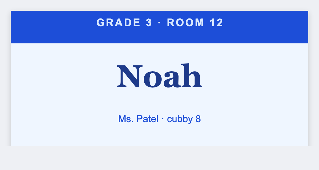 Back to school sample from the free label maker