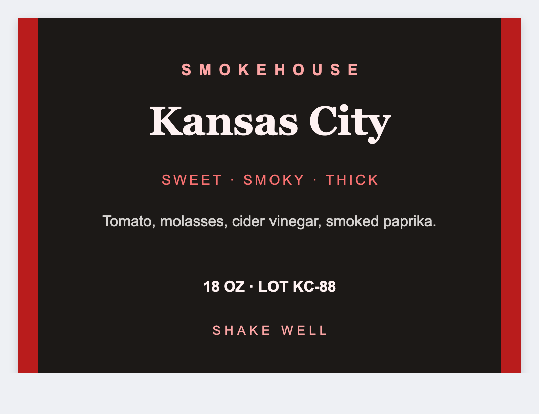 BBQ sauce sample from the free label maker