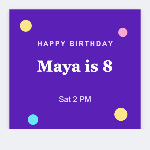 Birthday sample from the free label maker