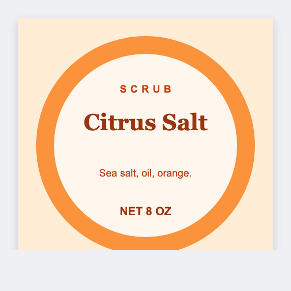 Body scrub sample from the free label maker