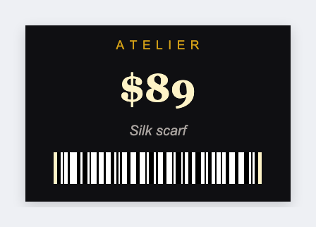 Boutique price sample from the free label maker