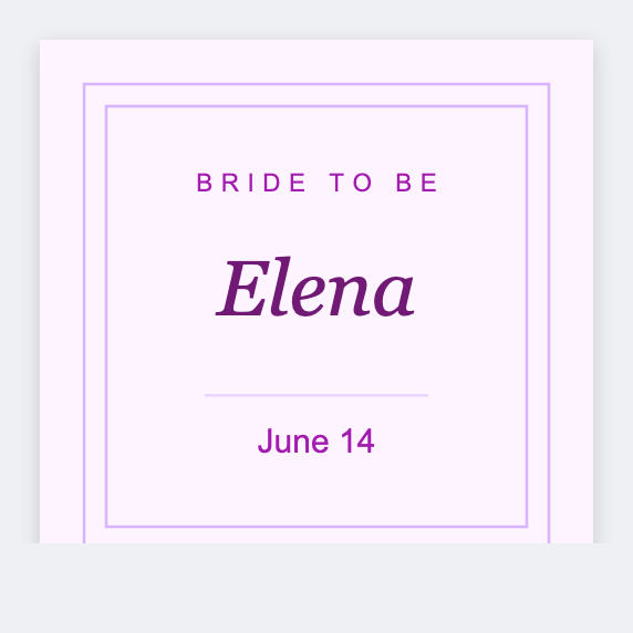 Bridal shower sample from the free label maker