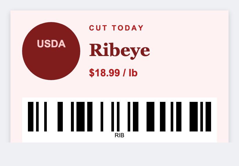 Butcher sample from the free label maker