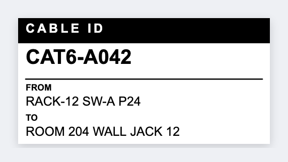 Cable label sample from the free label maker
