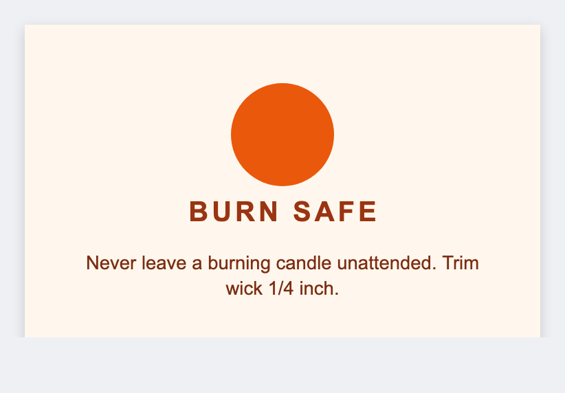 Candle warning sample from the free label maker