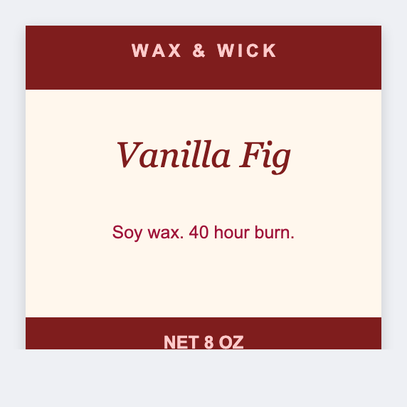 Candle sample from the free label maker