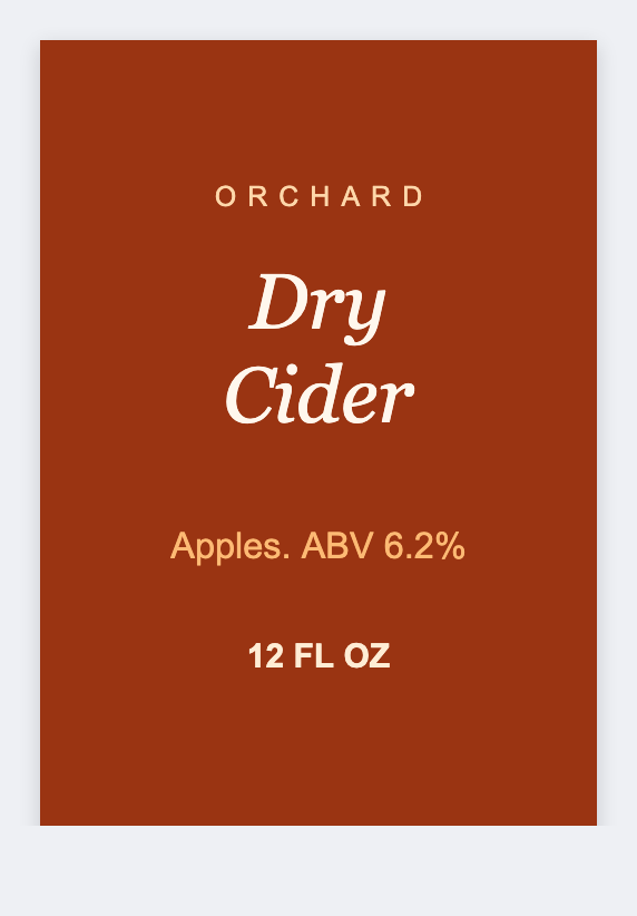 Hard cider sample from the free label maker