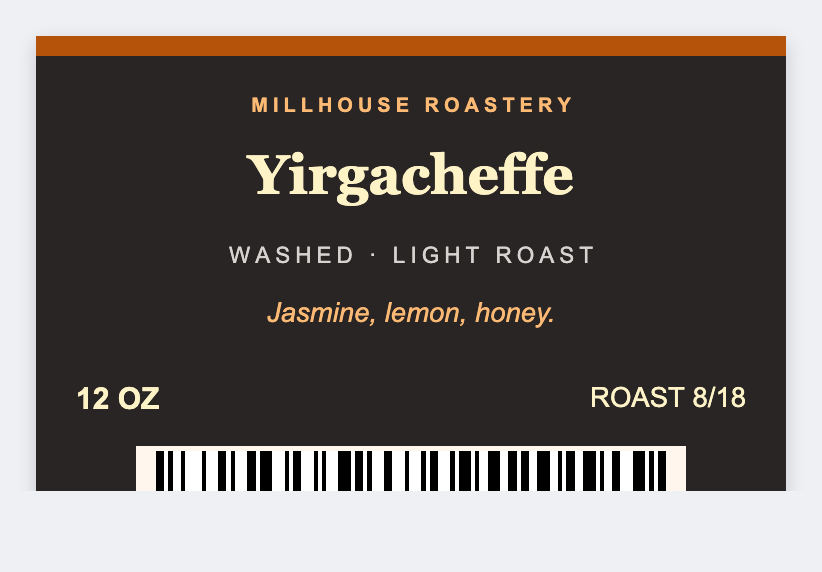 Coffee bag sample from the free label maker