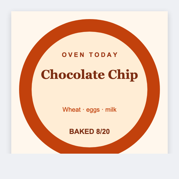 Cookie label sample from the free label maker
