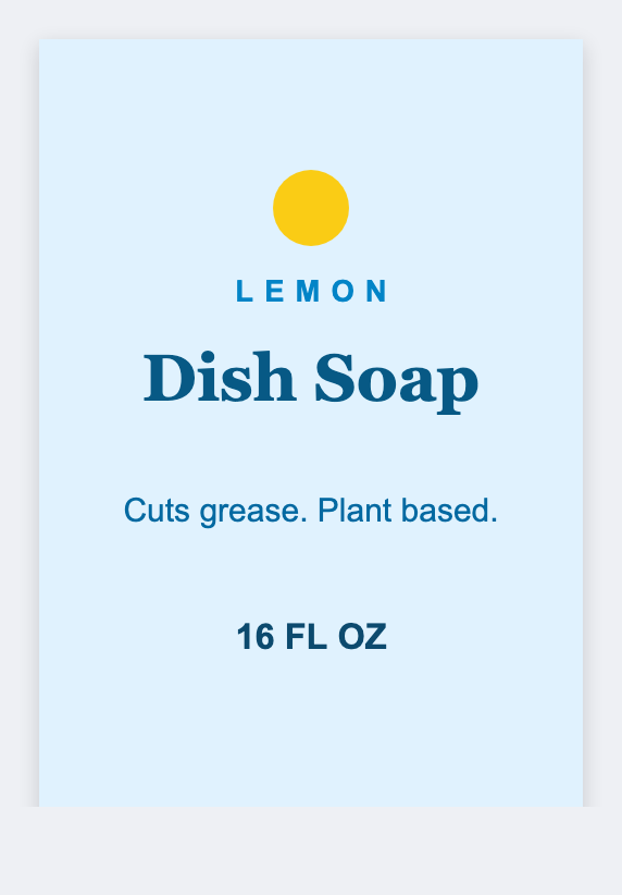 Dish soap sample from the free label maker