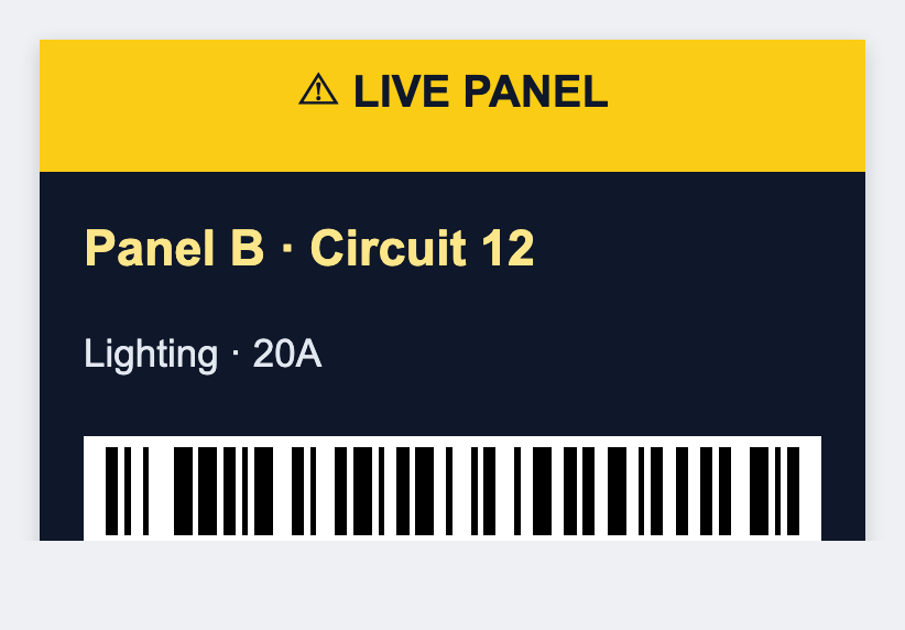 Electrician sample from the free label maker