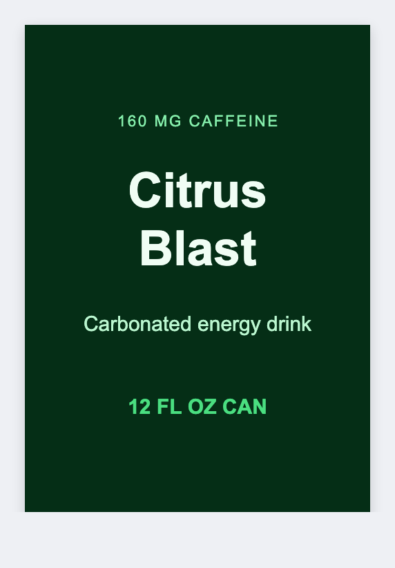 Energy drink sample from the free label maker