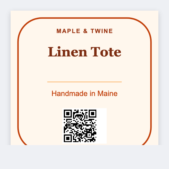 Etsy product sticker sample from the free label maker
