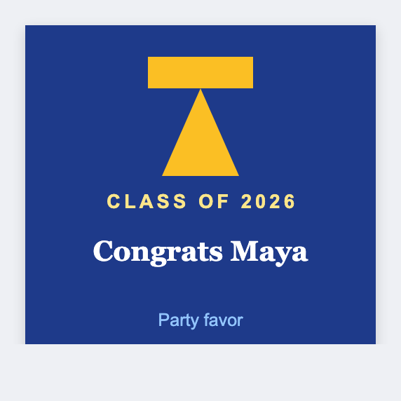 Graduation sample from the free label maker