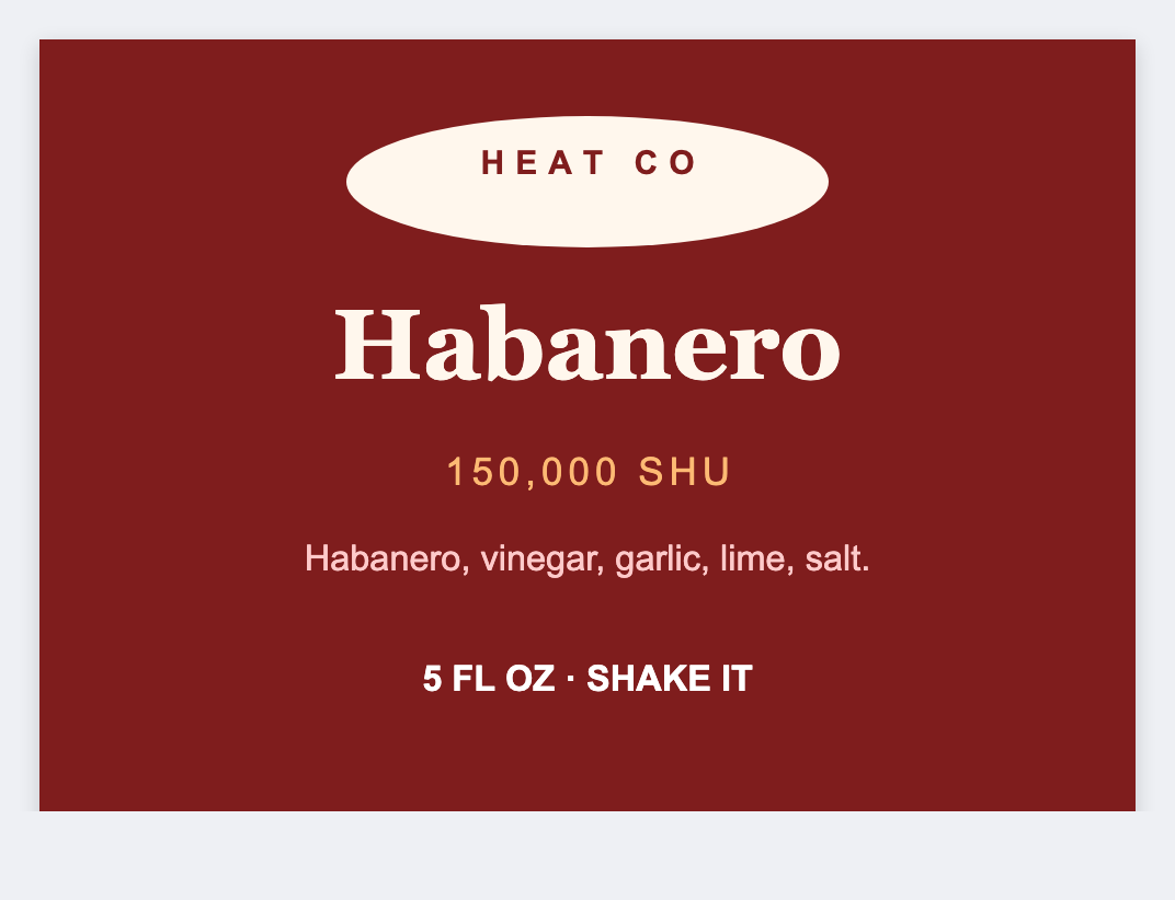 Hot sauce sample from the free label maker