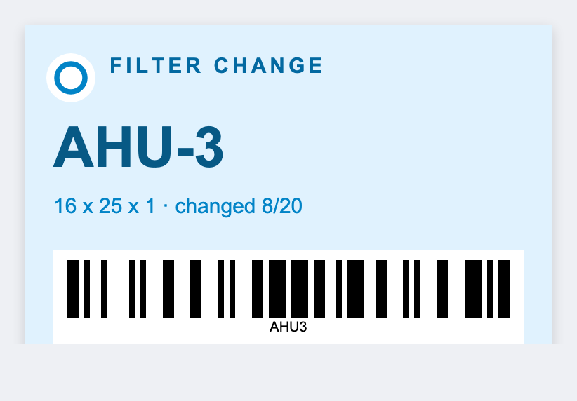 HVAC tag sample from the free label maker