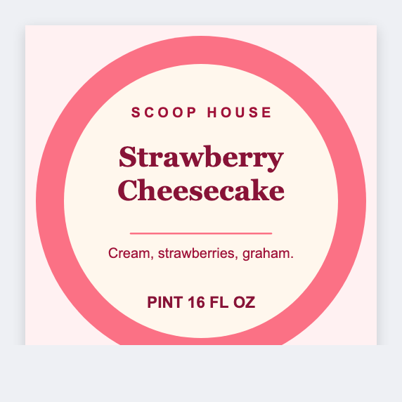 Ice cream pint sample from the free label maker