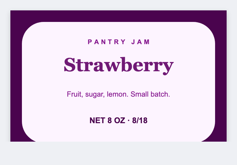 Jam jar sample from the free label maker