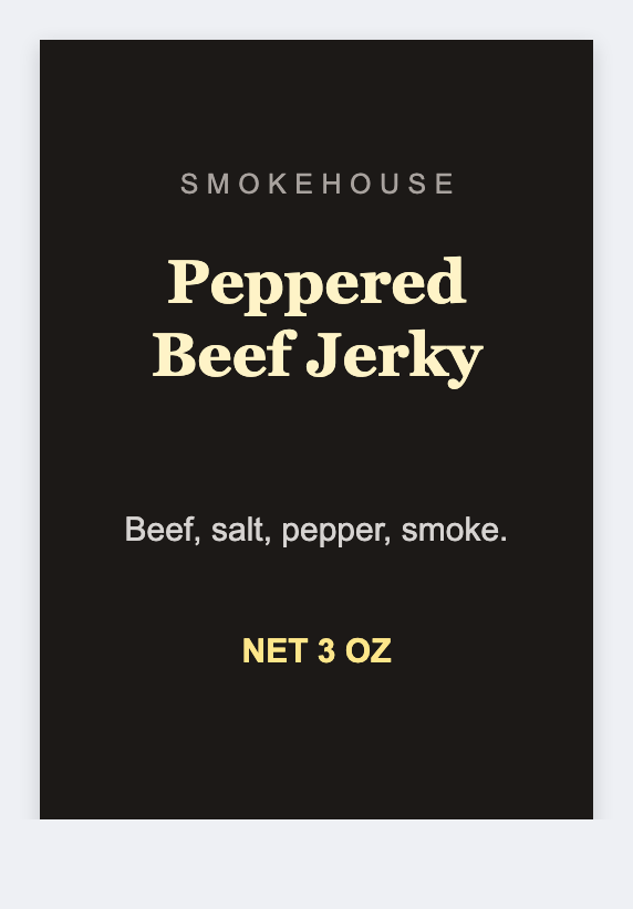 Jerky sample from the free label maker