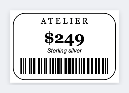 Jewelry tag sample from the free label maker