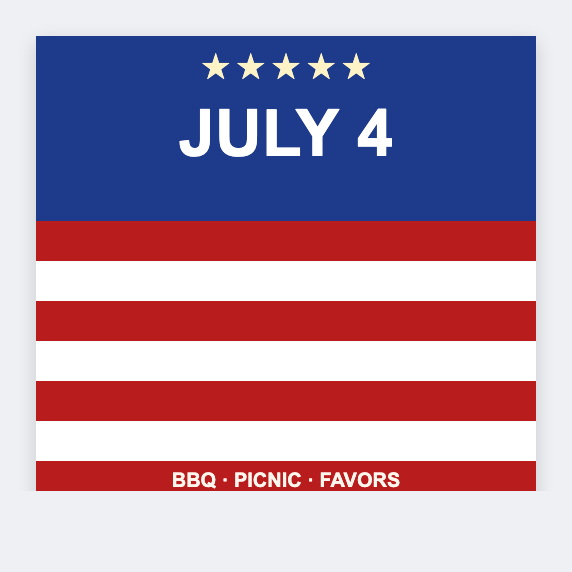 4th of July sample from the free label maker