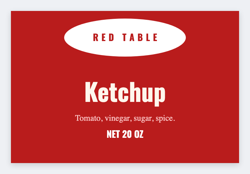 Ketchup sample from the free label maker