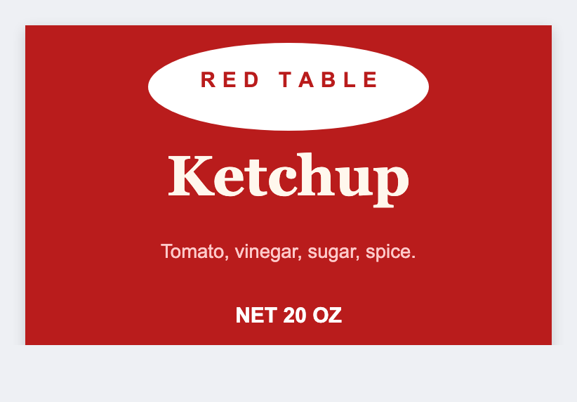 Ketchup sample from the free label maker