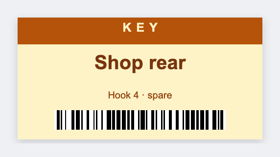 Key tag sample from the free label maker