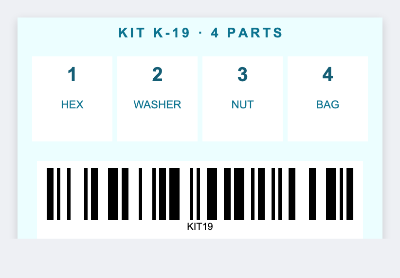Kitting sample from the free label maker