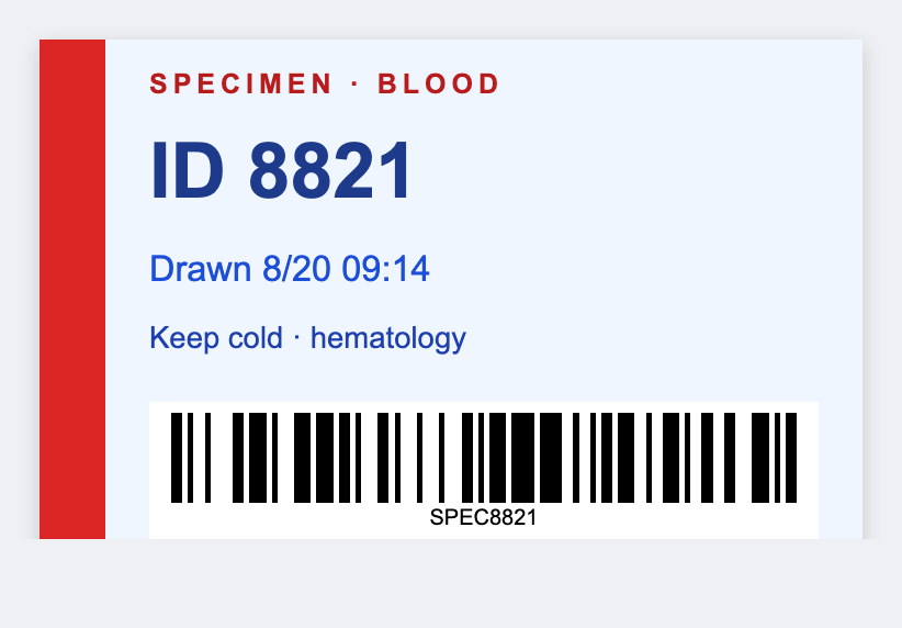 Lab sample sample from the free label maker
