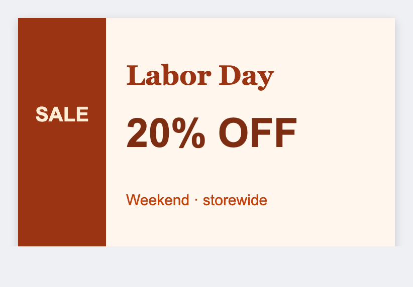 Labor Day sample from the free label maker