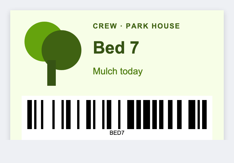 Landscaping sample from the free label maker