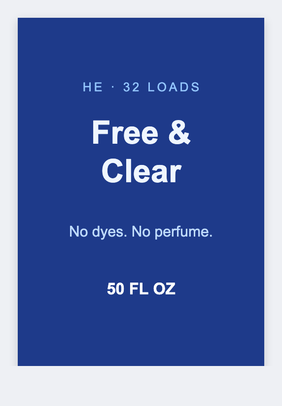 Laundry detergent sample from the free label maker