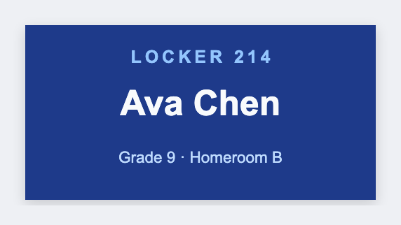 Locker label sample from the free label maker