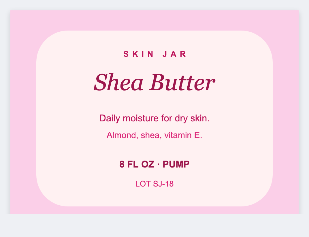 Lotion sample from the free label maker