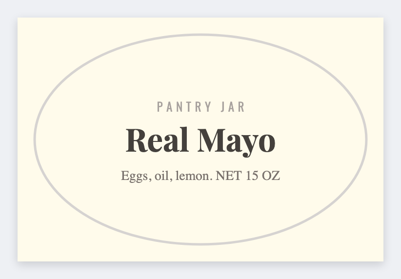 Mayonnaise sample from the free label maker
