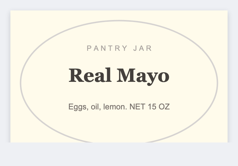 Mayonnaise sample from the free label maker
