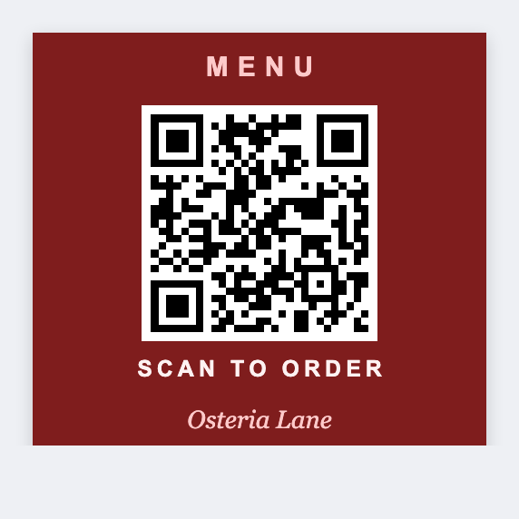 Menu QR sample from the free label maker