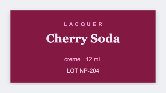 Nail polish sample from the free label maker