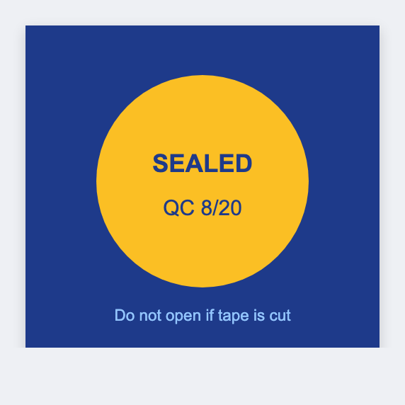 Package seal sample from the free label maker