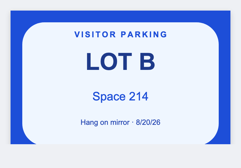 Parking permit sample from the free label maker