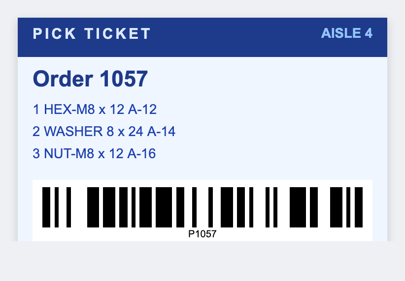 Pick ticket sample from the free label maker