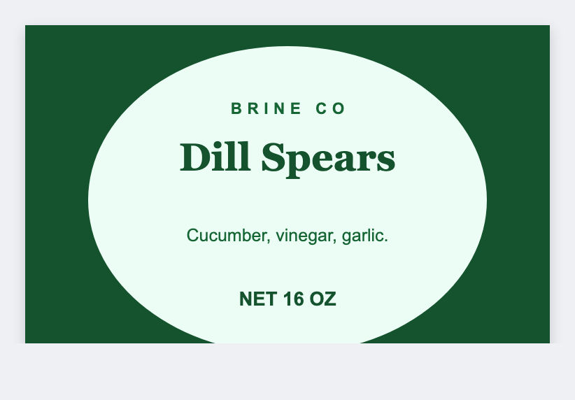 Pickle jar sample from the free label maker