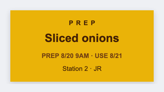 Prep date sample from the free label maker