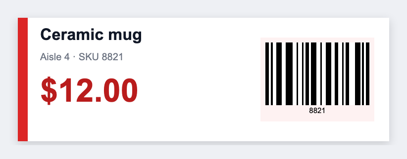 Price tag sample from the free label maker