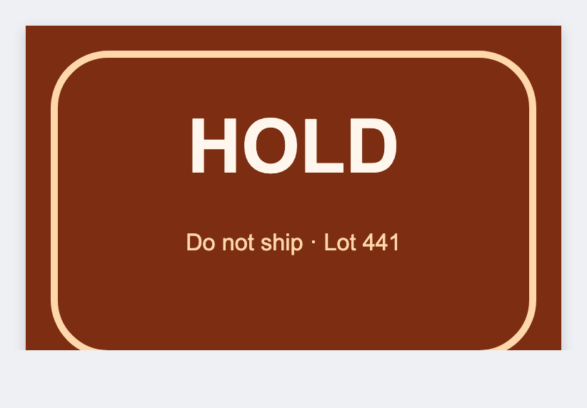 QC hold sample from the free label maker