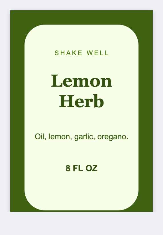 Salad dressing sample from the free label maker