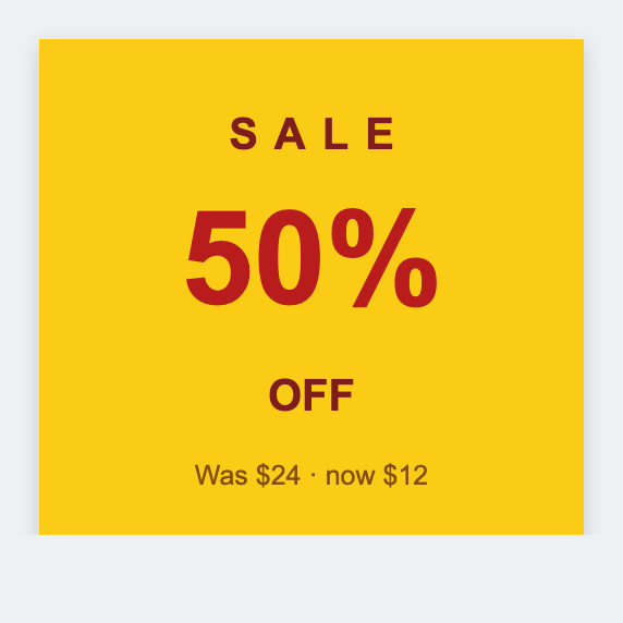 Sale sticker sample from the free label maker