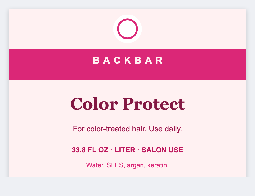 Salon bottle sample from the free label maker